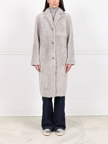 The Landen Button Down Curly Shearling Coat