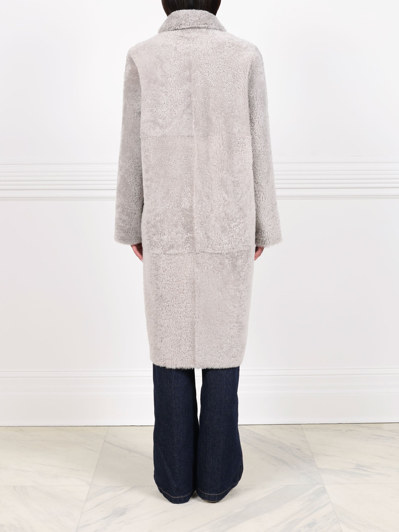 The Landen Button Down Curly Shearling Coat