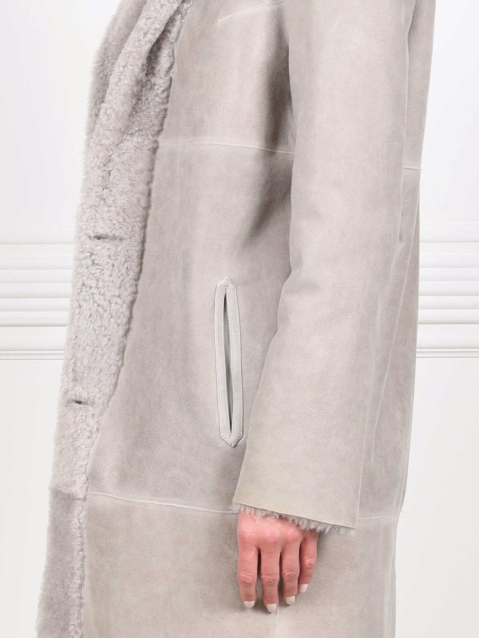 The Landen Button Down Curly Shearling Coat