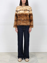 Upcycled Two-Tone Mink Fur Jacket with Ivory Top & Brown Bottom