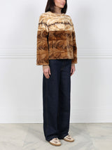 Upcycled Two-Tone Mink Fur Jacket with Ivory Top & Brown Bottom