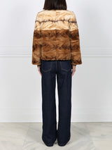 Upcycled Two-Tone Mink Fur Jacket with Ivory Top & Brown Bottom