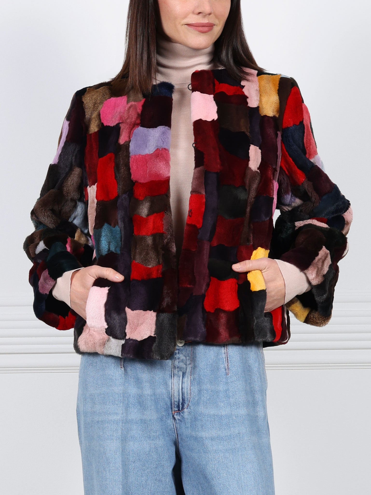 Upcycled Multi Color Fox Jacket