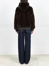 The Amanda Mink Hooded Bomber Jacket
