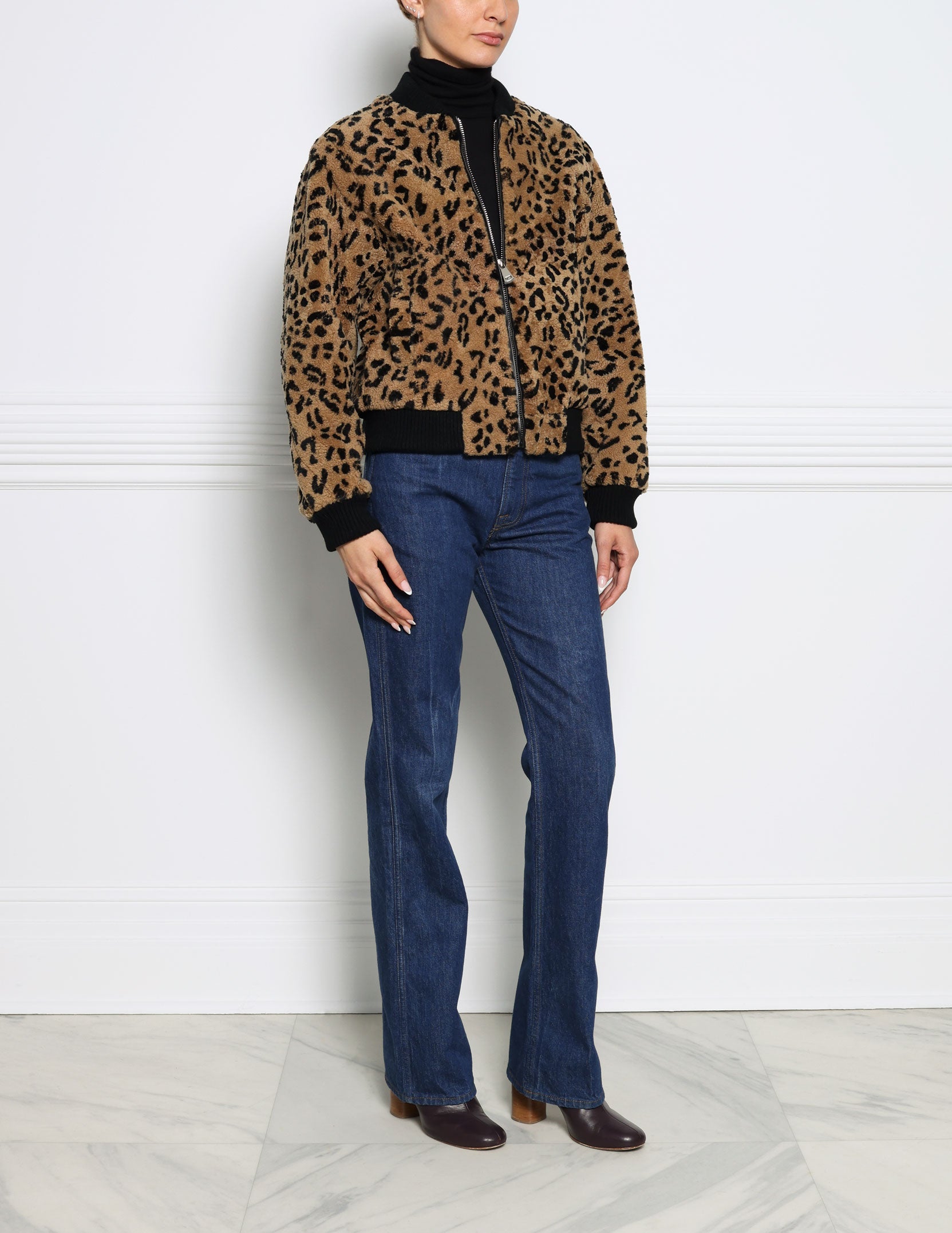 The Varsity Upcycled Curly Shearling Jacket