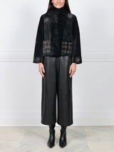 The Anastasia Reversible Crop Shearling Jacket with Crystal Starbusts