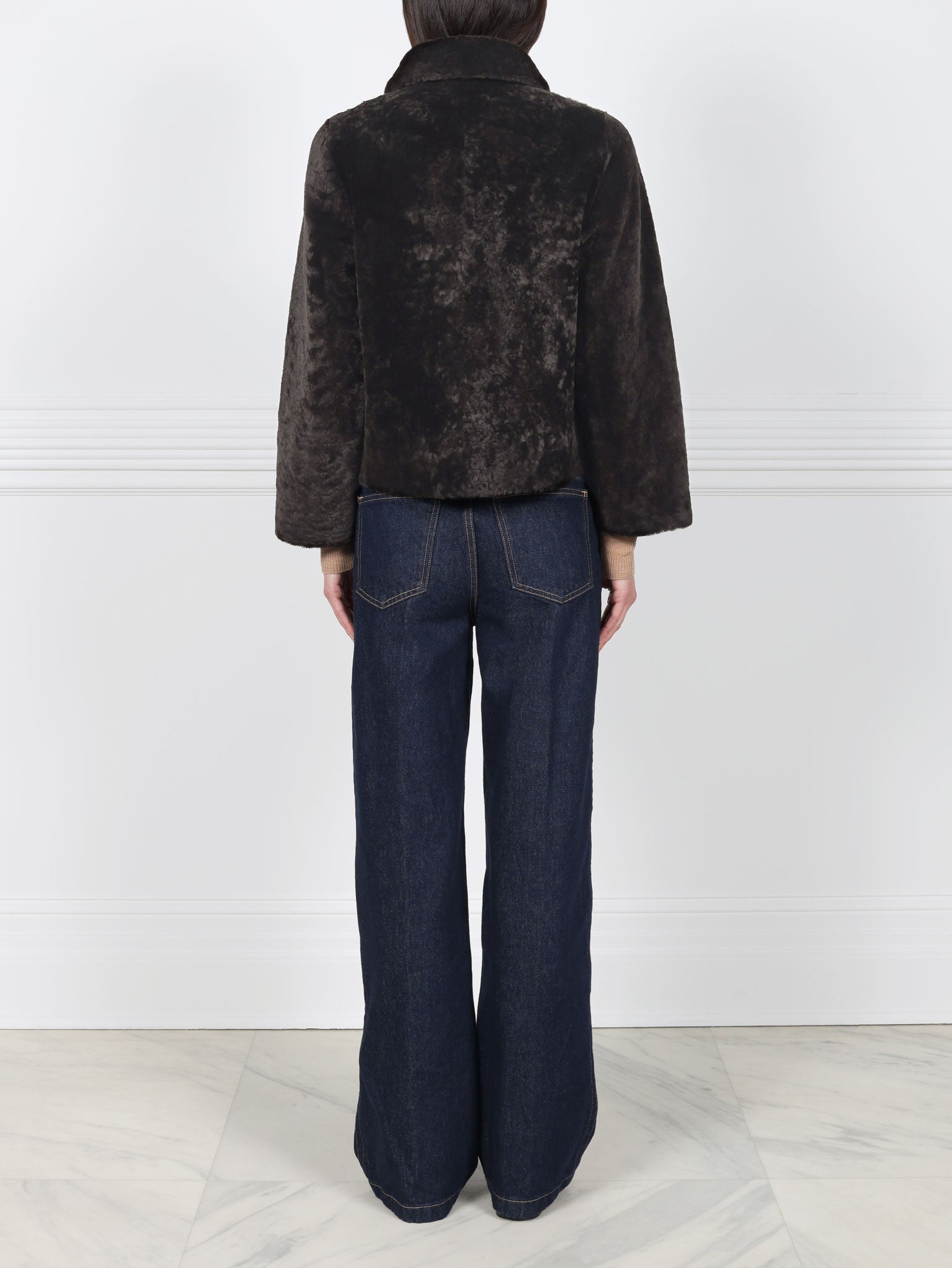The Anastasia Reversible Crop Shearling Jacket
