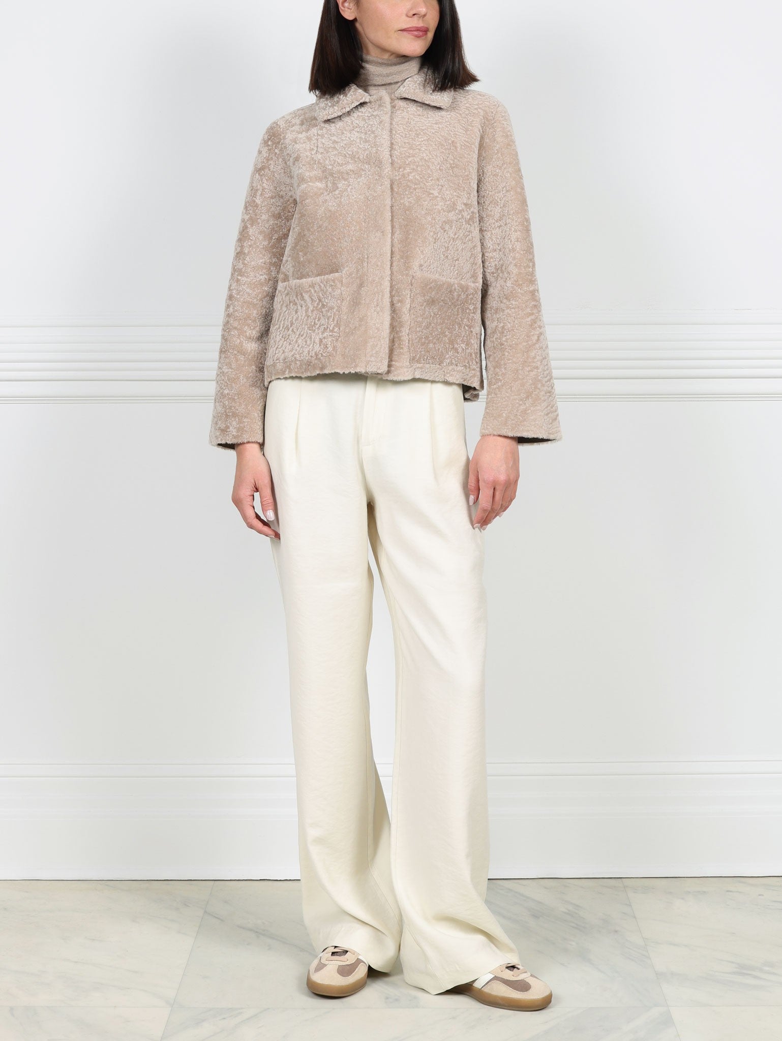 The Anastasia Reversible Crop Shearling Jacket