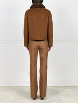 Wool Cashmere Blend Jacket with Mink Collar