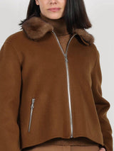 Wool Cashmere Blend Jacket with Mink Collar