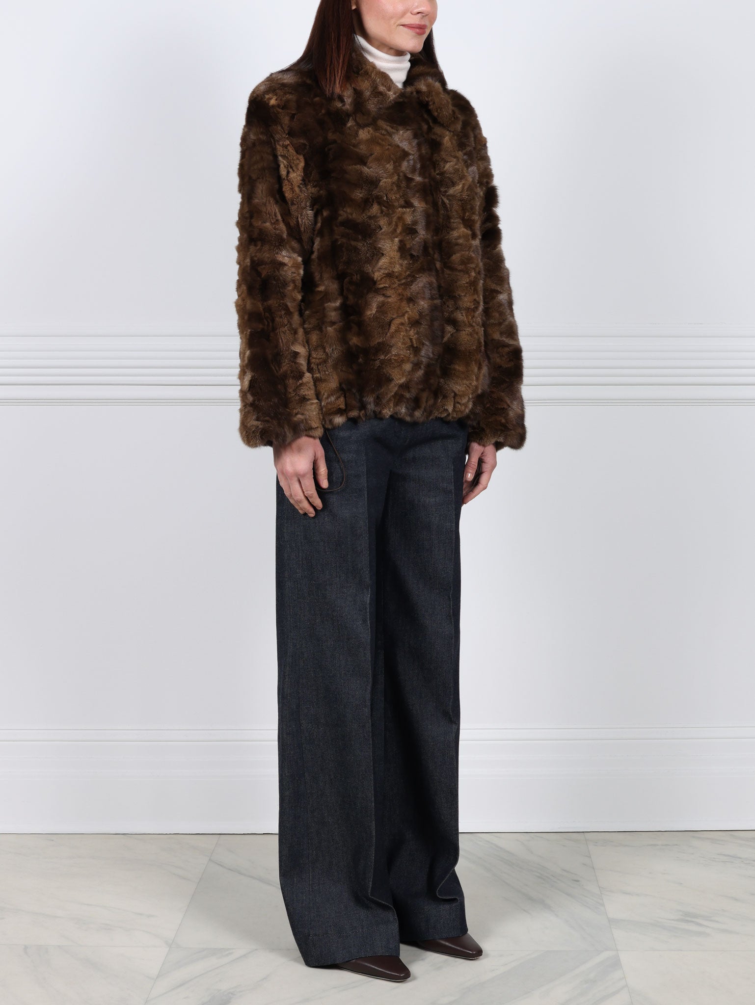 The Dahlia Sable Upcycled Fur Jacket