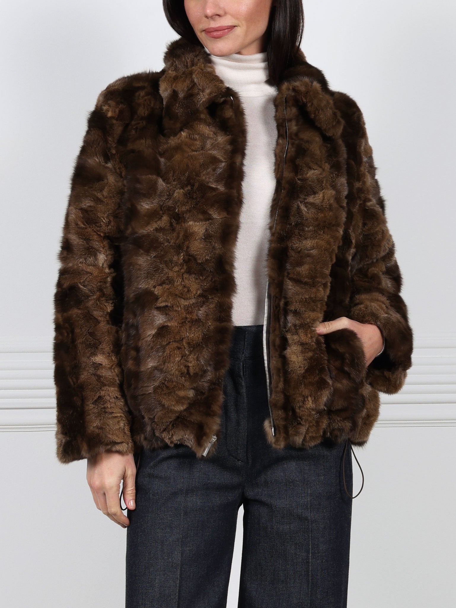 The Dahlia Sable Upcycled Fur Jacket