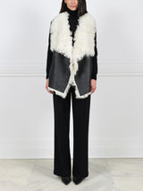 Drape Front Shearling Vest