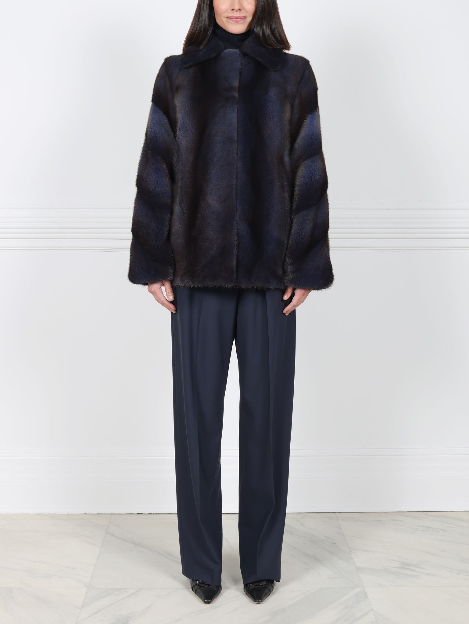 Mink Fur Jacket with Diagonal Sleeves