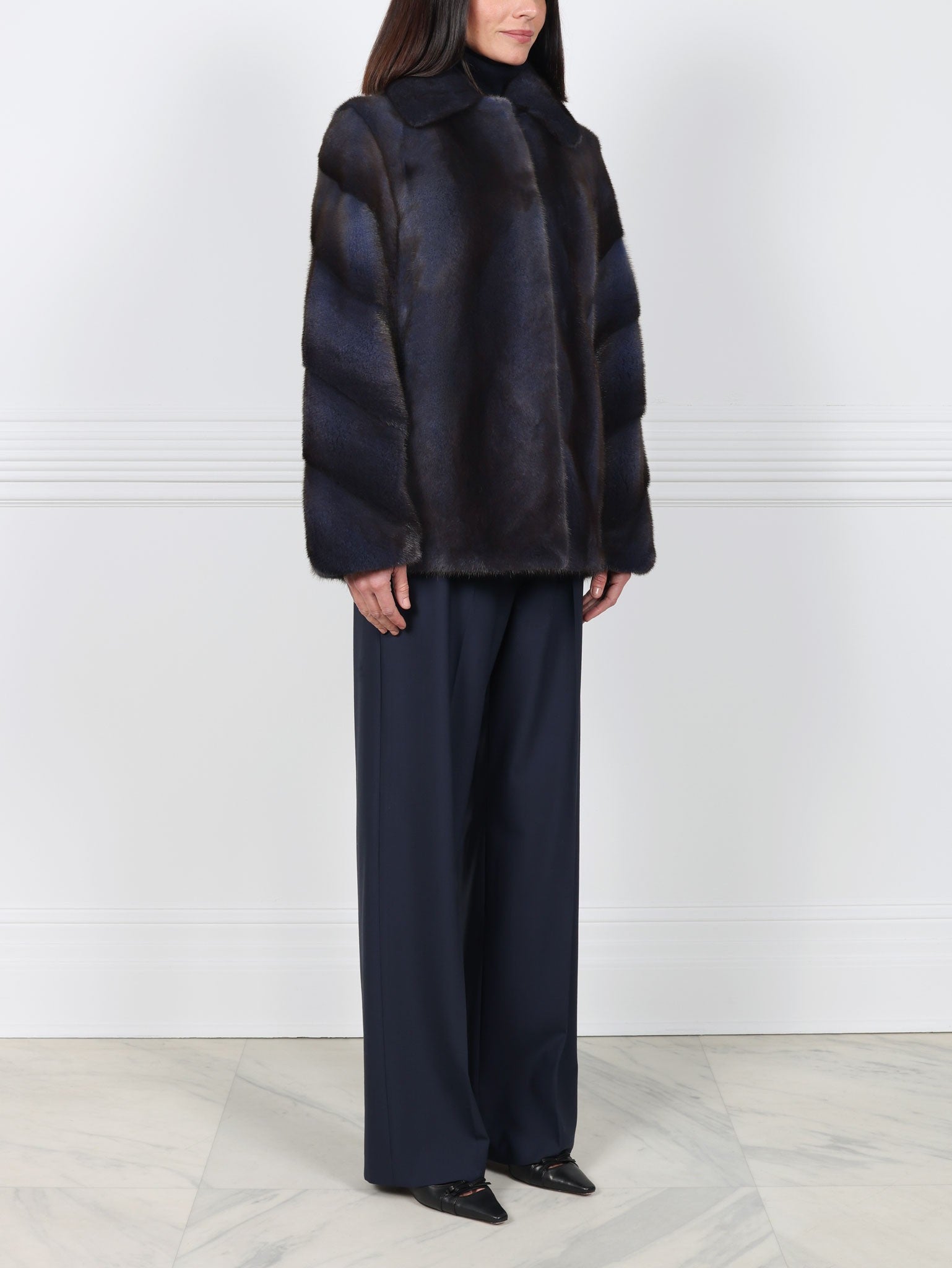 Mink Fur Jacket with Diagonal Sleeves