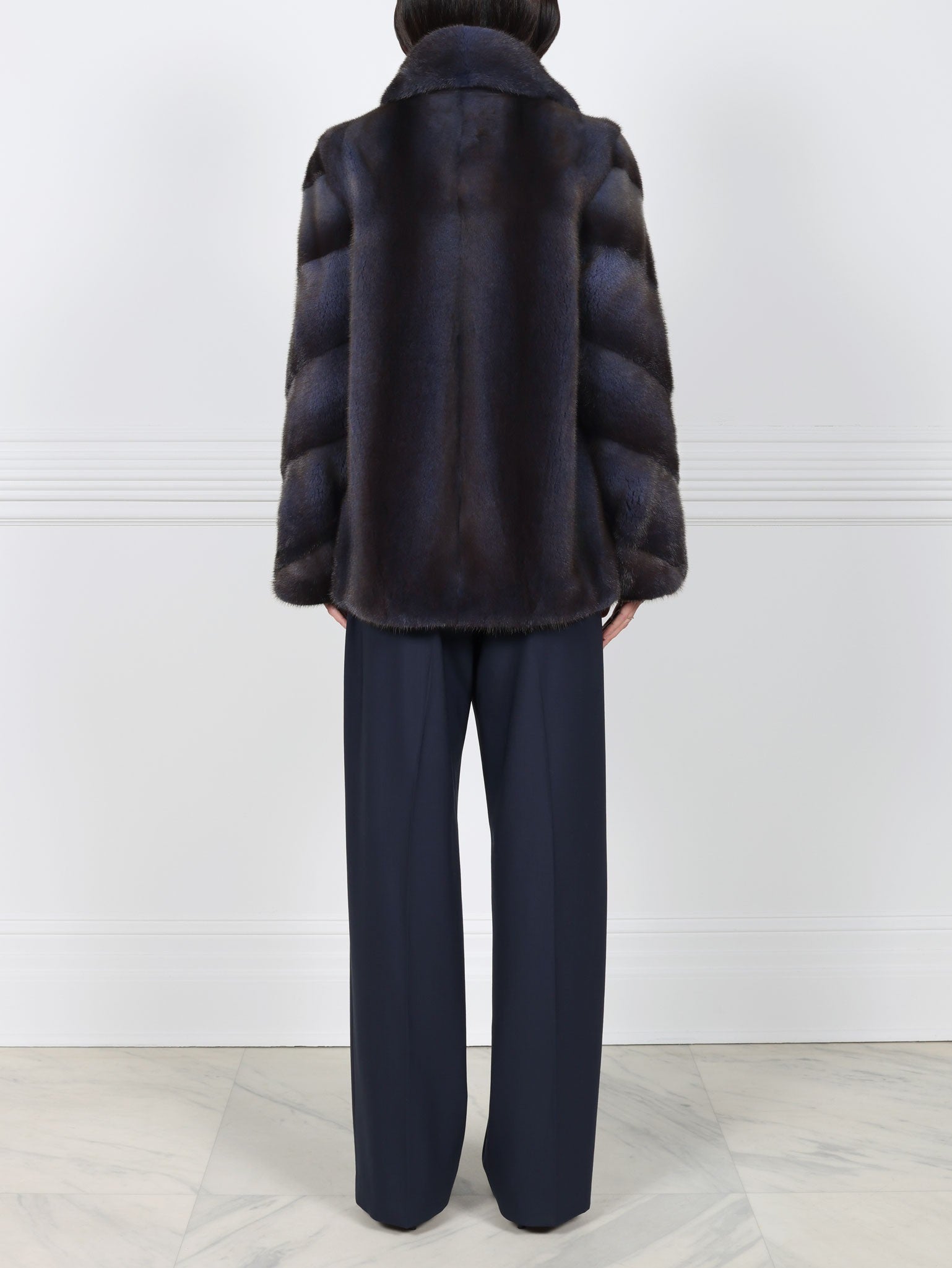 Mink Fur Jacket with Diagonal Sleeves