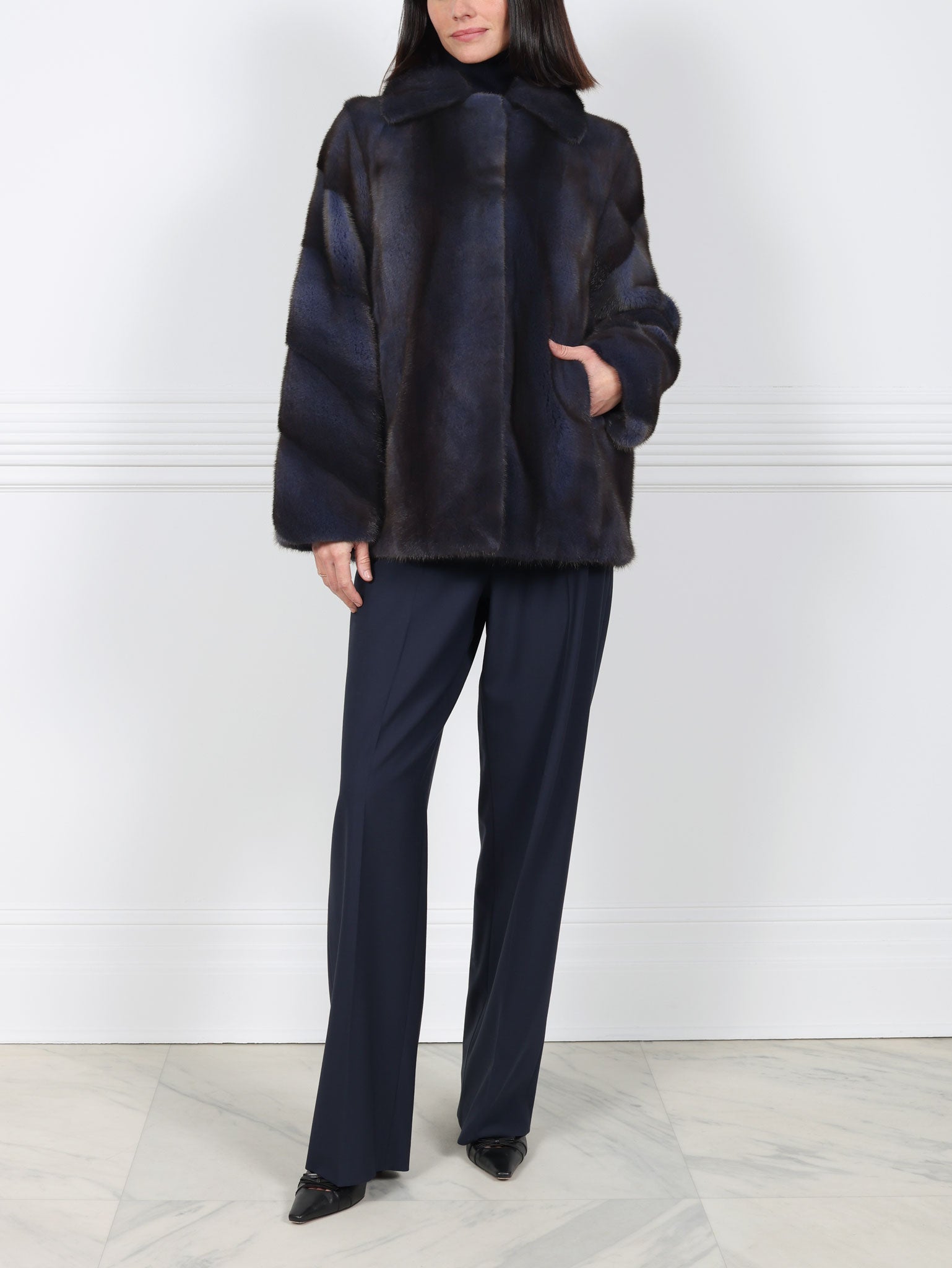 Mink Fur Jacket with Diagonal Sleeves