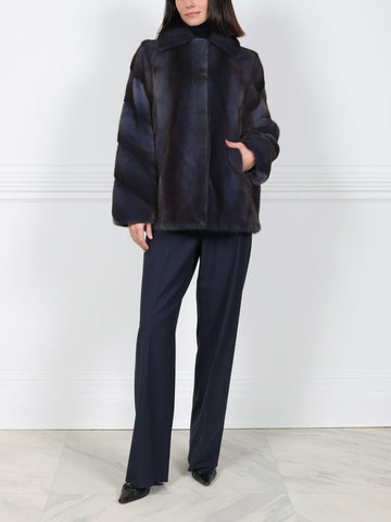 Mink Fur Jacket with Diagonal Sleeves