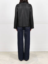 Embroidered Shearling Jacket with Scarf