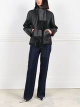 Embroidered Shearling Jacket with Scarf