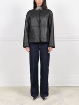 Embroidered Shearling Jacket with Scarf