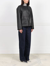 Embroidered Shearling Jacket with Scarf