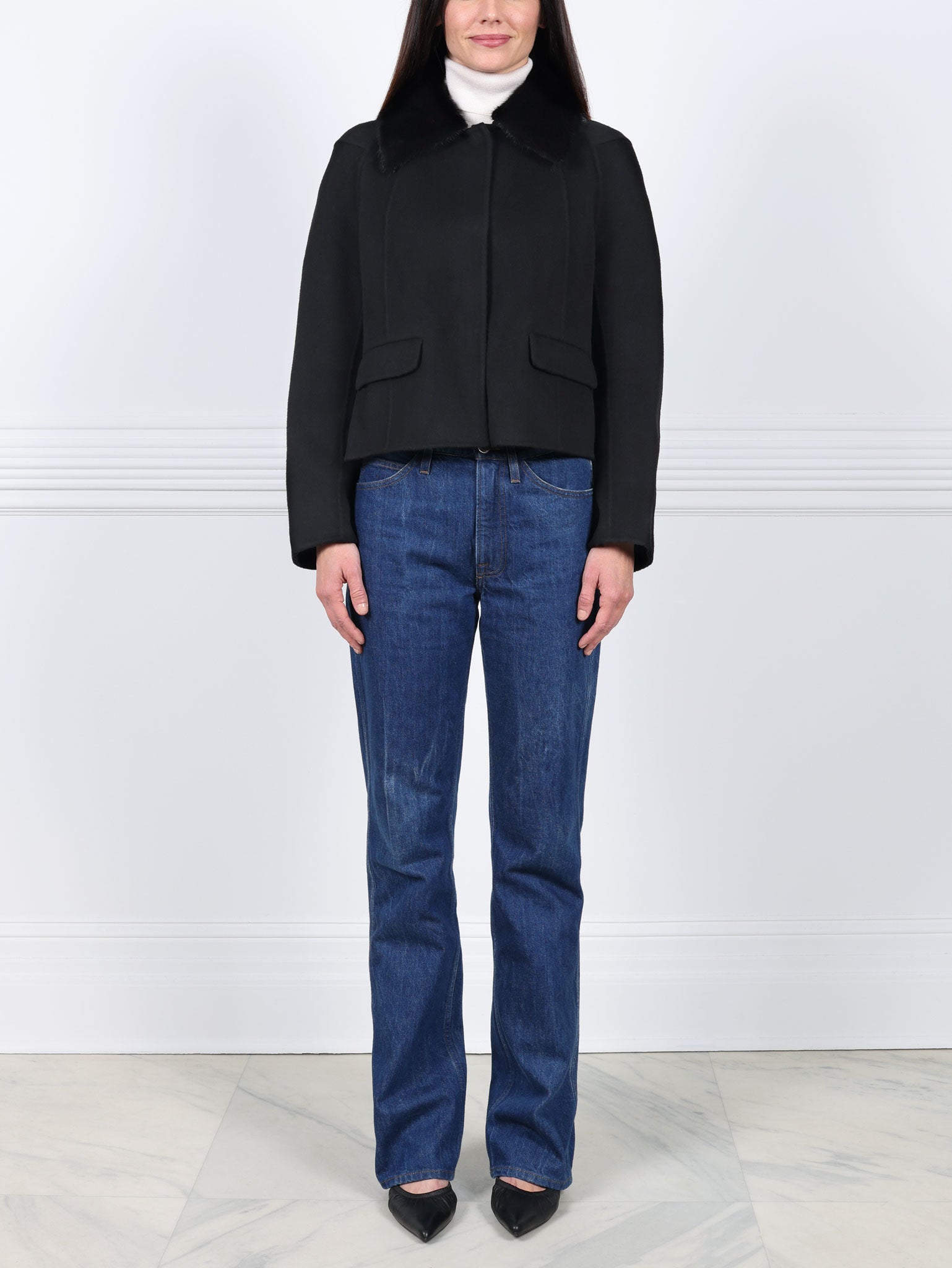 The Lylia Double Face Jacket with Mink Fur Collar