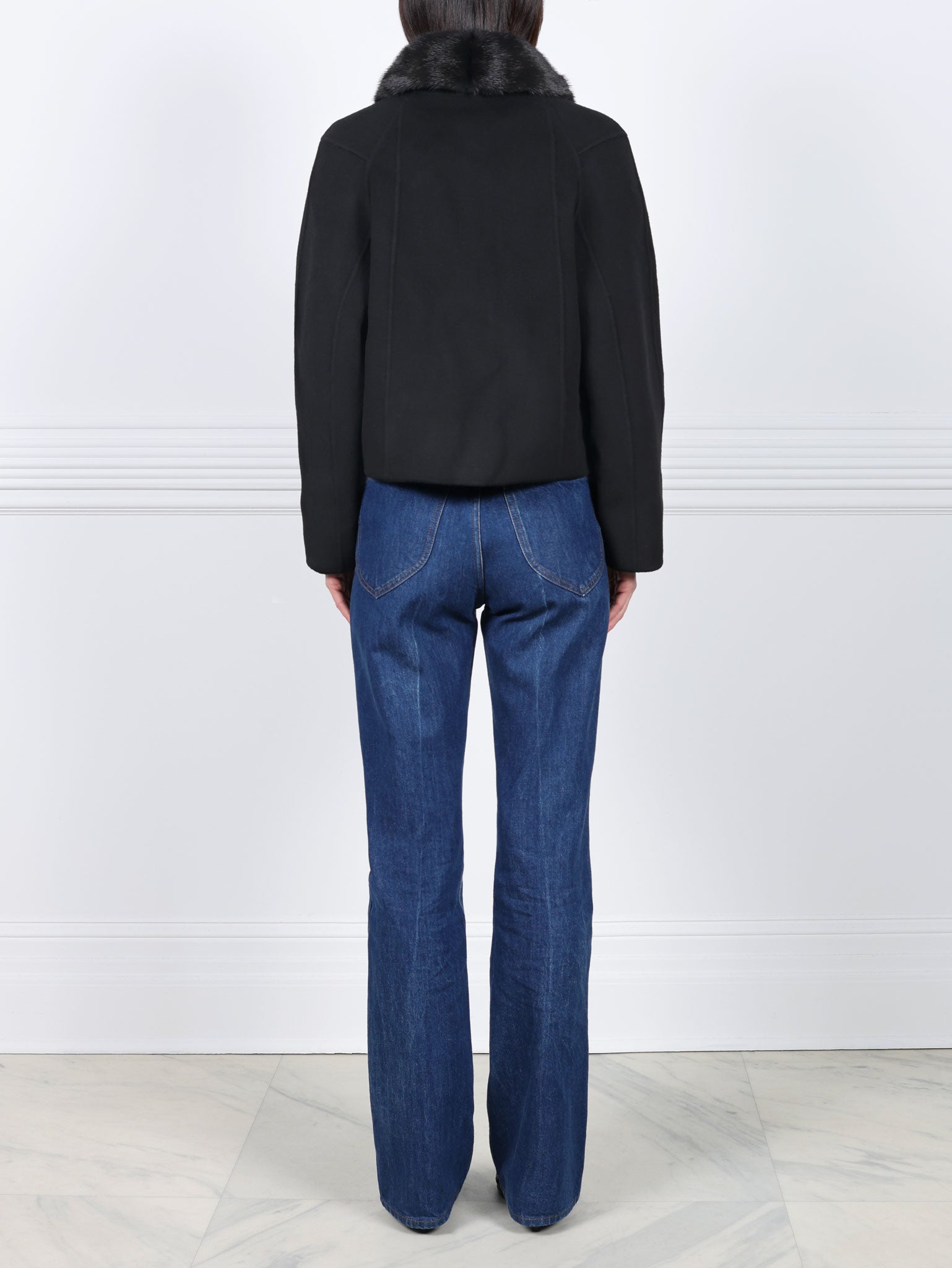 The Lylia Double Face Jacket with Mink Fur Collar