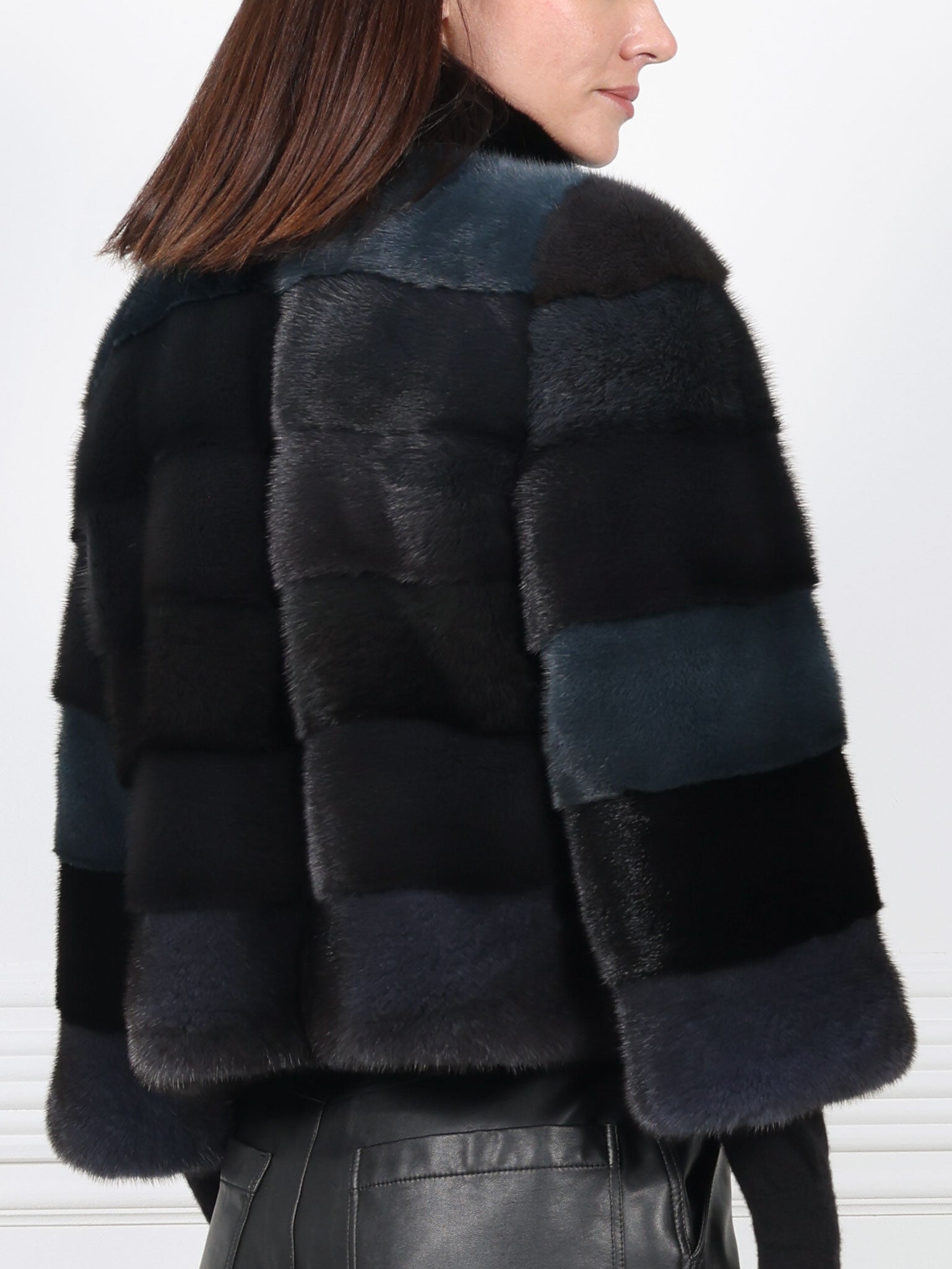 Teal Upcycled Mink Fur Jacket