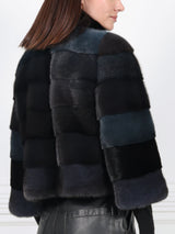 Teal Upcycled Mink Fur Jacket