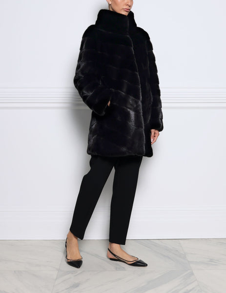 Long black mink on sale coat