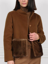 The Edie Petite Wool Cashmere Blend Jacket with Mink Trim