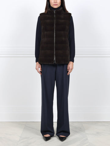 The Nina Zip Front Plucked Mink Fur Vest