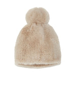 Knitted Mink Fur Hat with Fur Pom