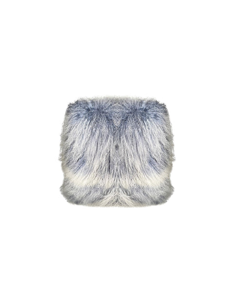 Blue Frosted Curly Shearling Pillow