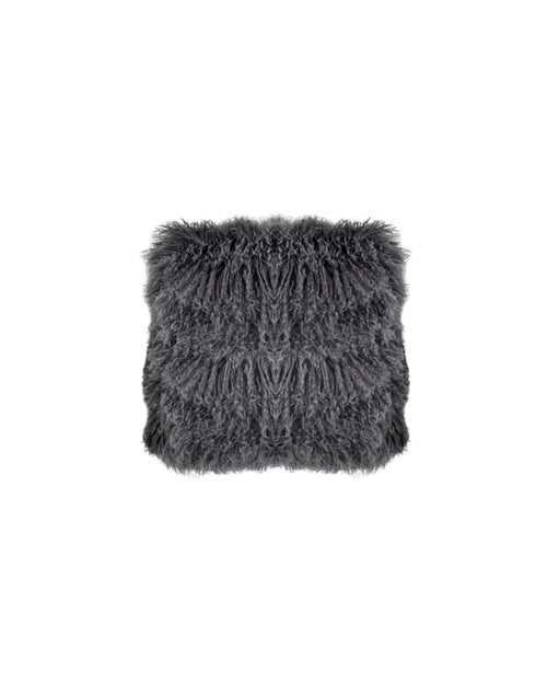 Curly Shearling Pillow in Dark Grey