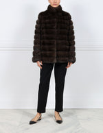 The Addison Horizontal Sable Fur & Suede Coat