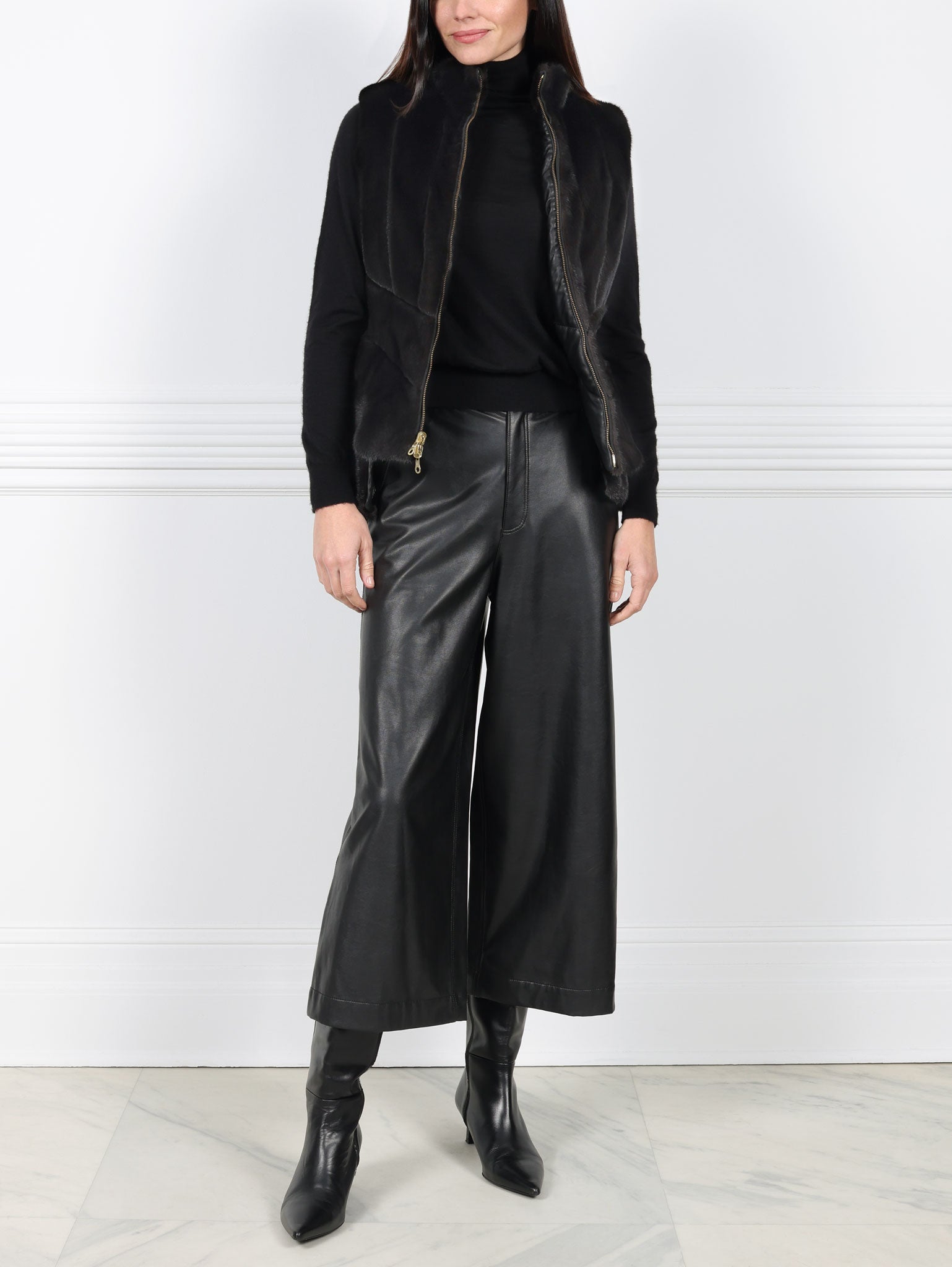 Mink  Puffer Reversible to Leather Vest