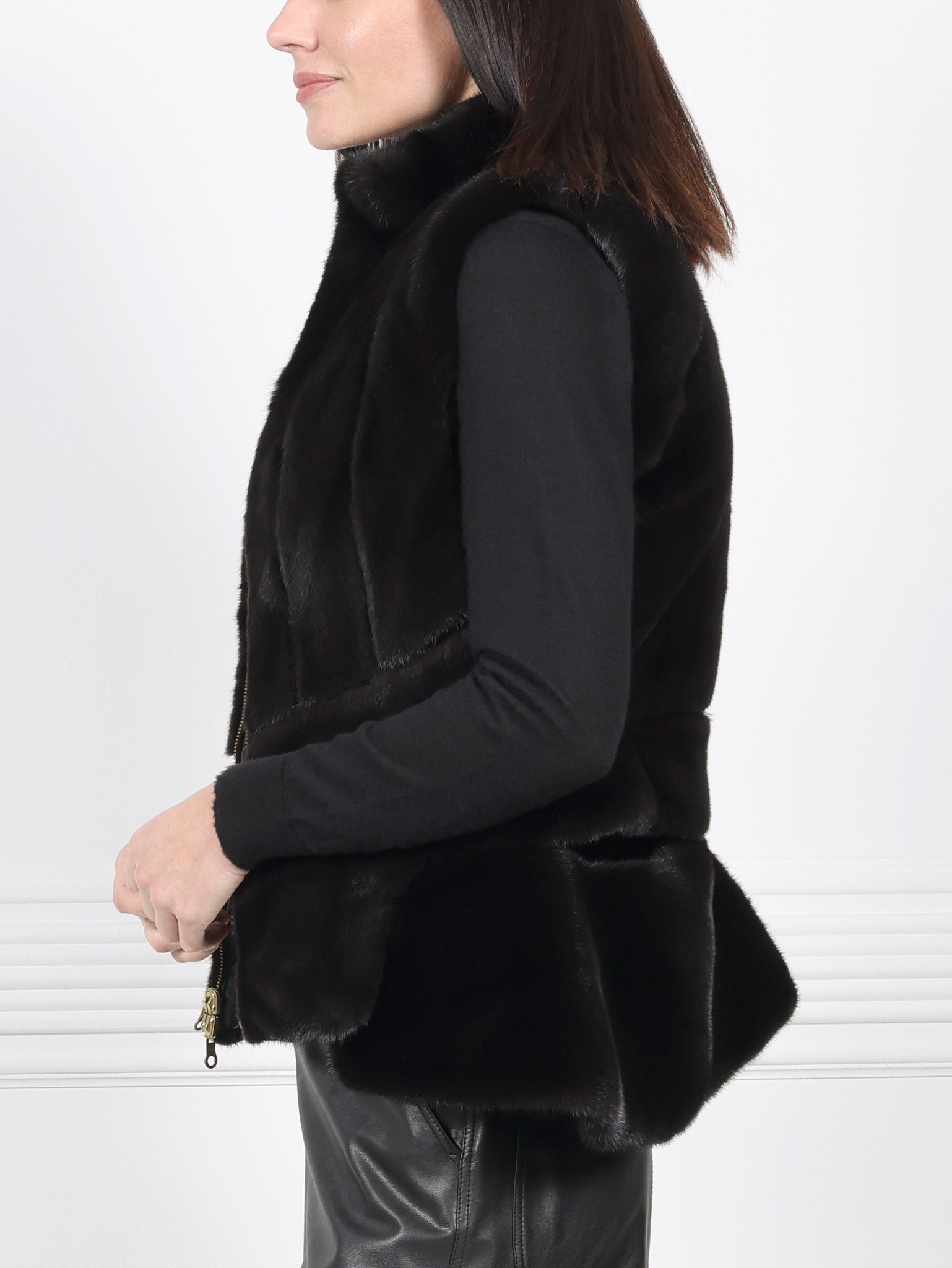 Mink  Puffer Reversible to Leather Vest