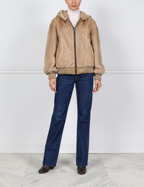 Helmut Lang Puffer Jacke Beige Lang Helmut Lang Mink Bomber Faux