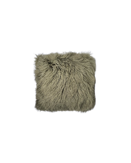 Curly Shearling Pillow in Green