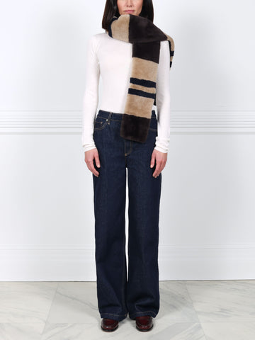Merino Shearling Multi Striped Scarf