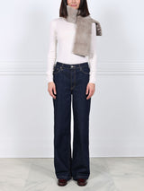 Sheared Mink Fur Scarf in Grey