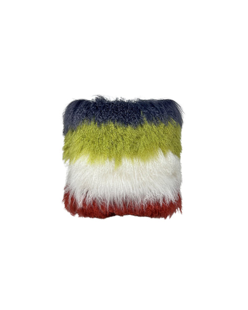 Color Blocked Curly Shearling Pillow