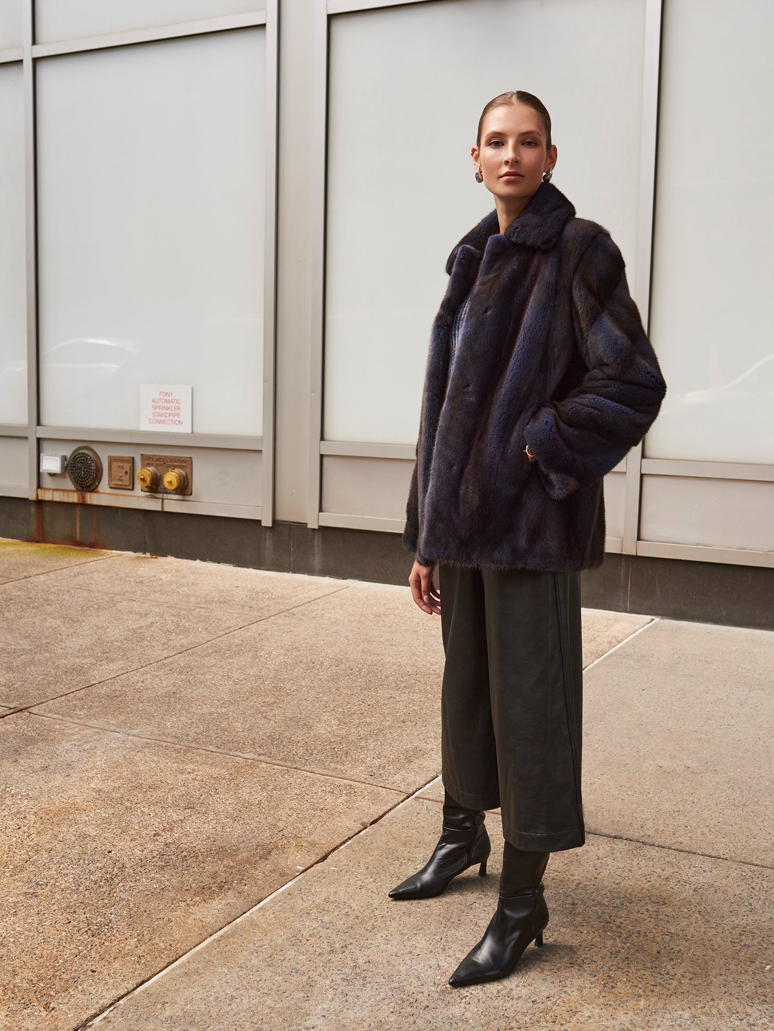 Mink Fur Jacket with Diagonal Sleeves