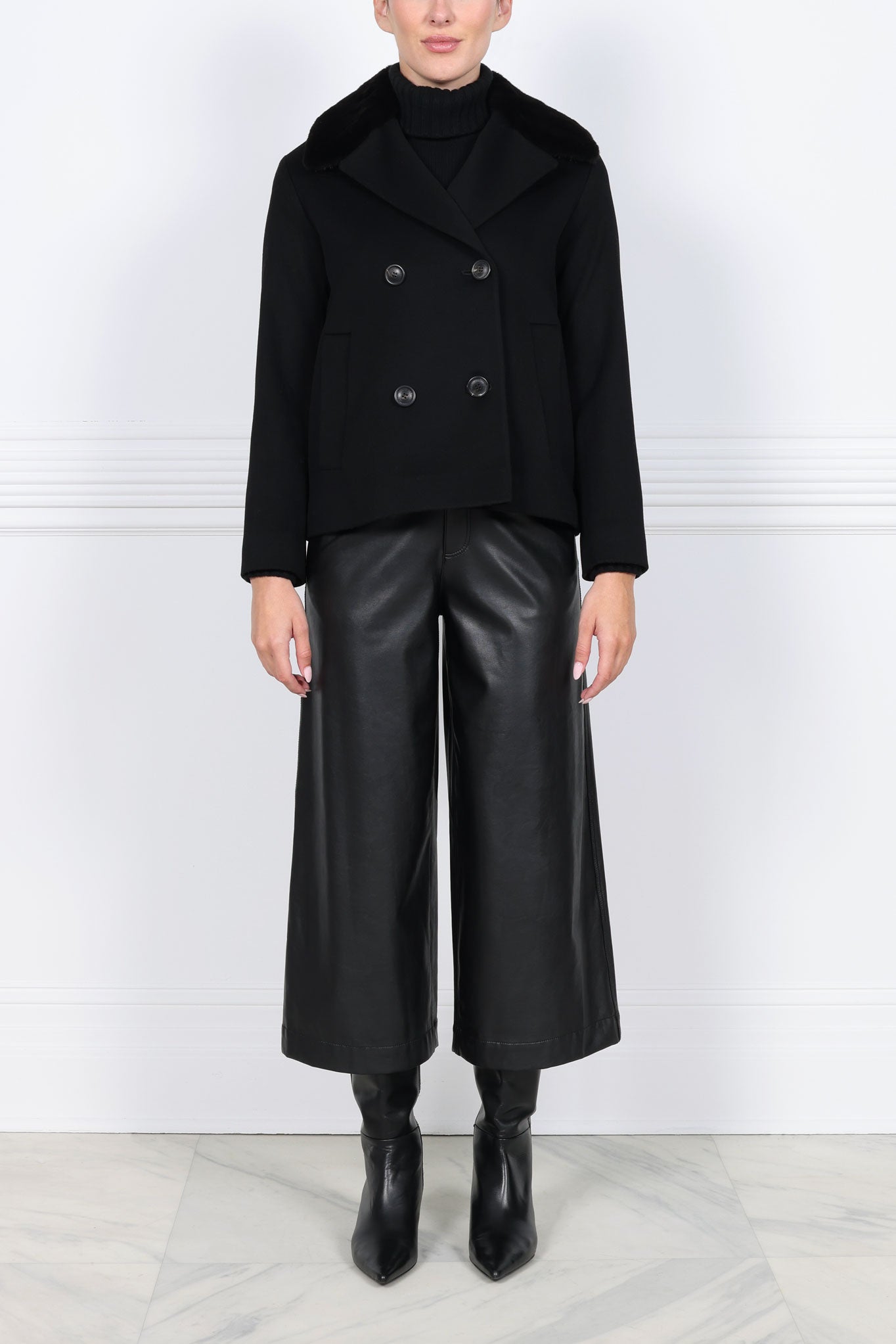 The Helena Wool and Mink Fur Peacoat