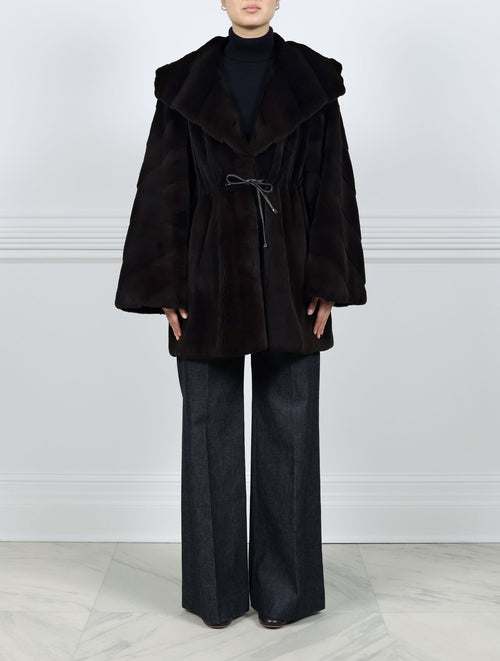 The Mallory Oversized Mink Fur Coat in Black