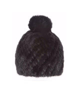 The Knit Mink Fur Hat with Fox Pom in Multiple Colors