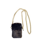 Mahogany Mink Fur & Leather Bag with Gold Chain