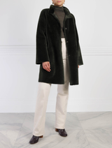 Shearling Fur Coat in Green